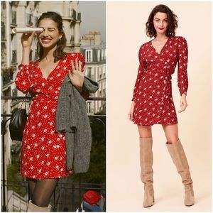 ROUJE Paris Gabinette Long Sleeve Wrap Mini Dress